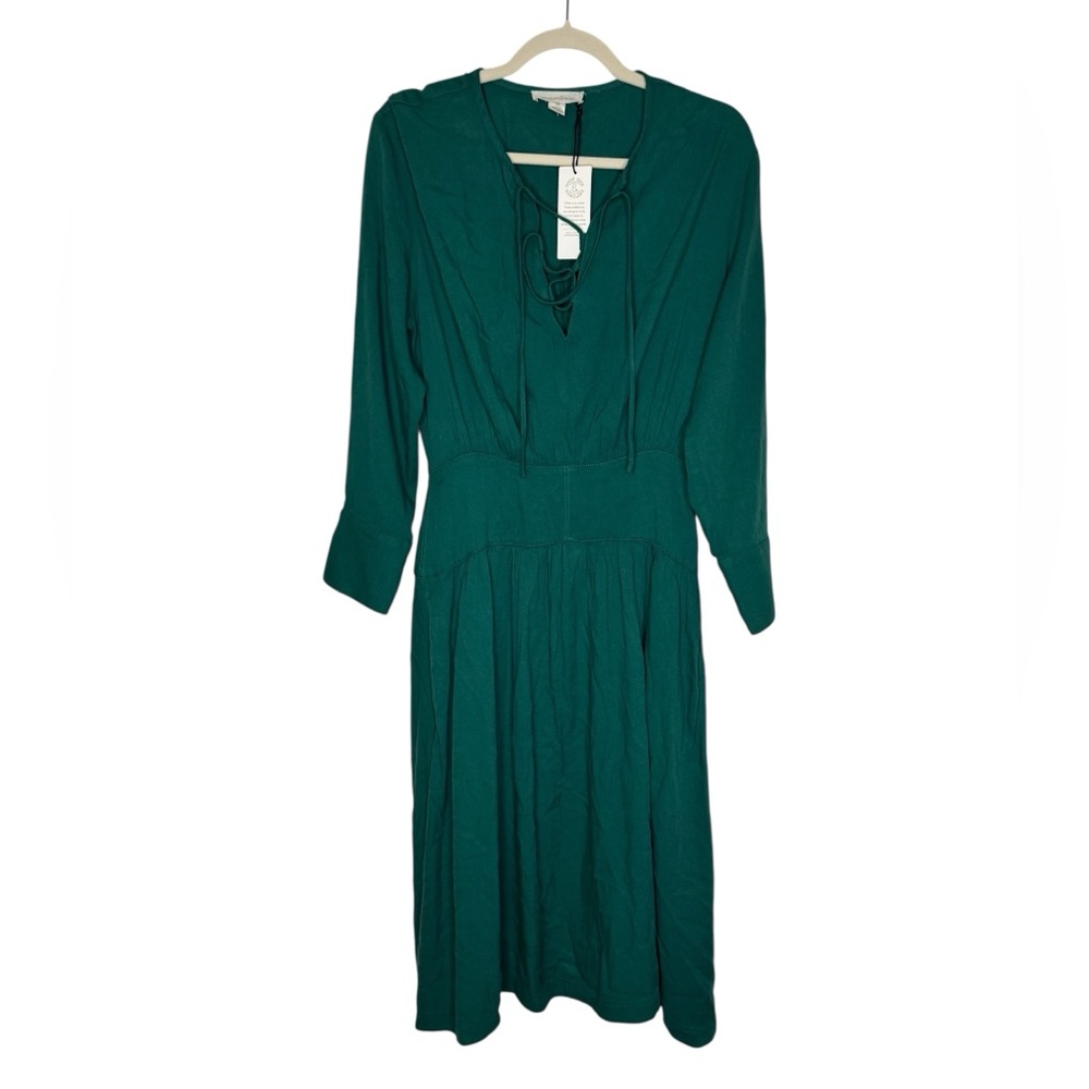 👗 Treasure & Bond Green Lace Up Midi Dress XS‎ NWT 🌿✨